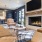 a living room with a fireplace